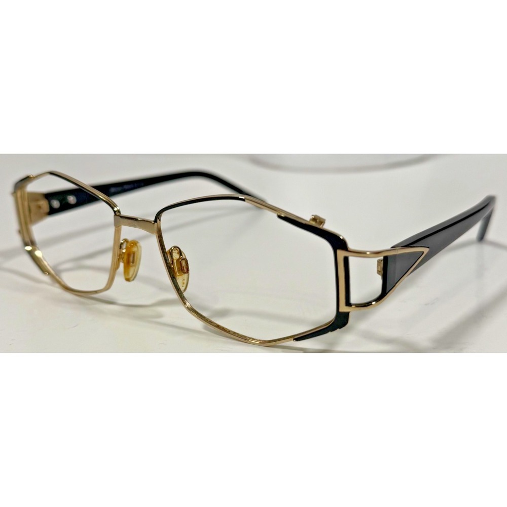 Bella Italia 311 Eyeglass Frames Womens 53-19-130 Black Gold Geometric Hexagon - Picture 2 of 8